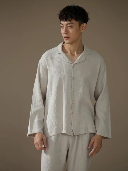 Men’s Cotton Loungewear Set – Breathable Pajamas with Pockets | Eco-Friendly Sleepwear