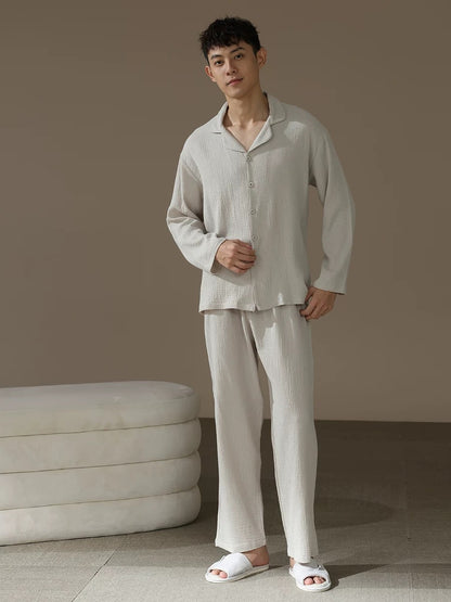 Men’s Cotton Loungewear Set – Breathable Pajamas with Pockets | Eco-Friendly Sleepwear