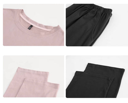 Men’s Cotton Pajama Set – Gray Pink & Dark Gray | Cozy Winter Loungewear