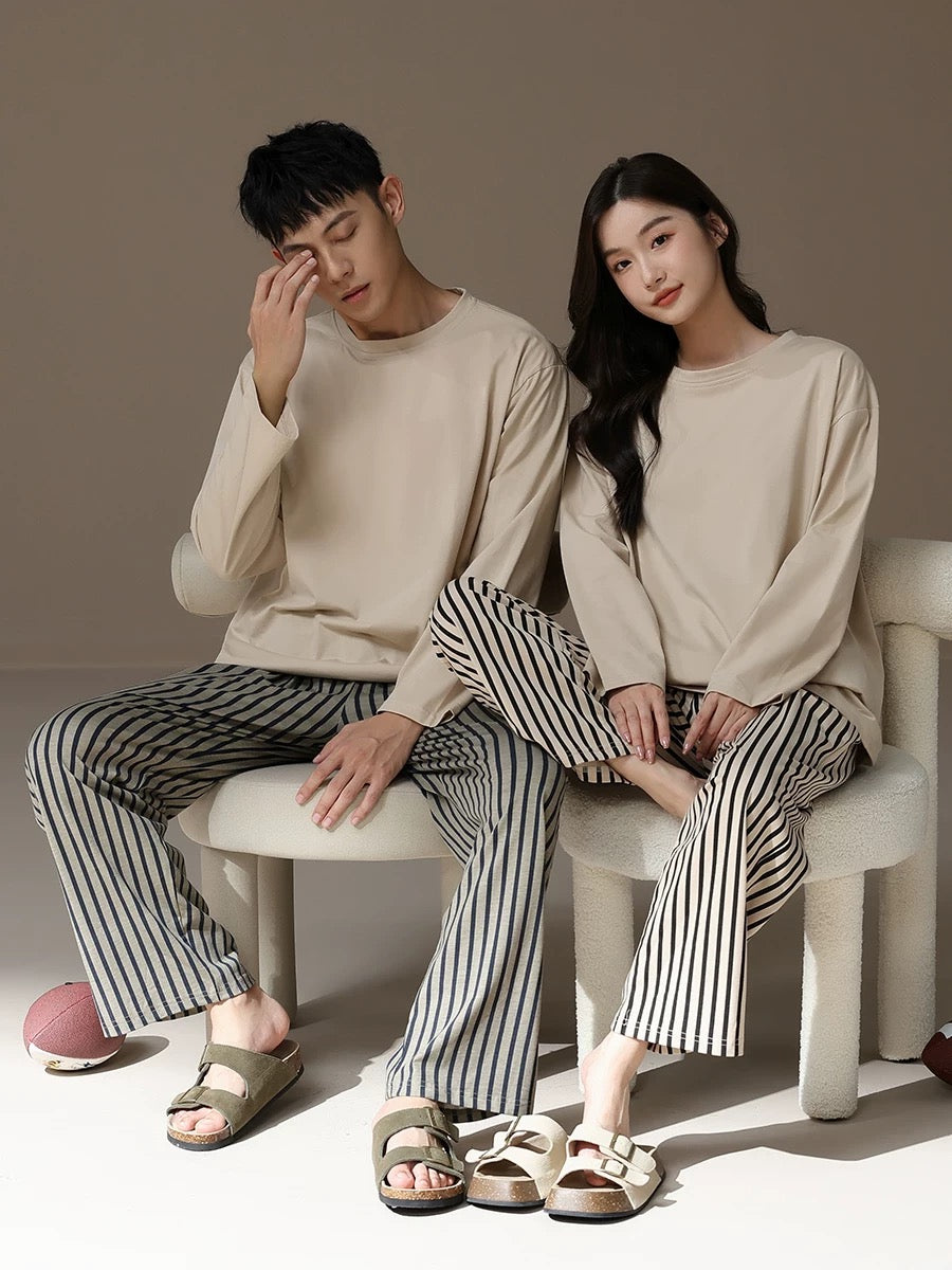 Cotton minimalist matching loungewear, Couple pyjama set,  Beach lounge for lovers, Valentine's Day Gift