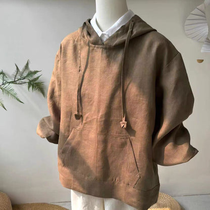 Unisex Linen Pullover Hoodie – Custom Size & Color, Breathable & Stylish