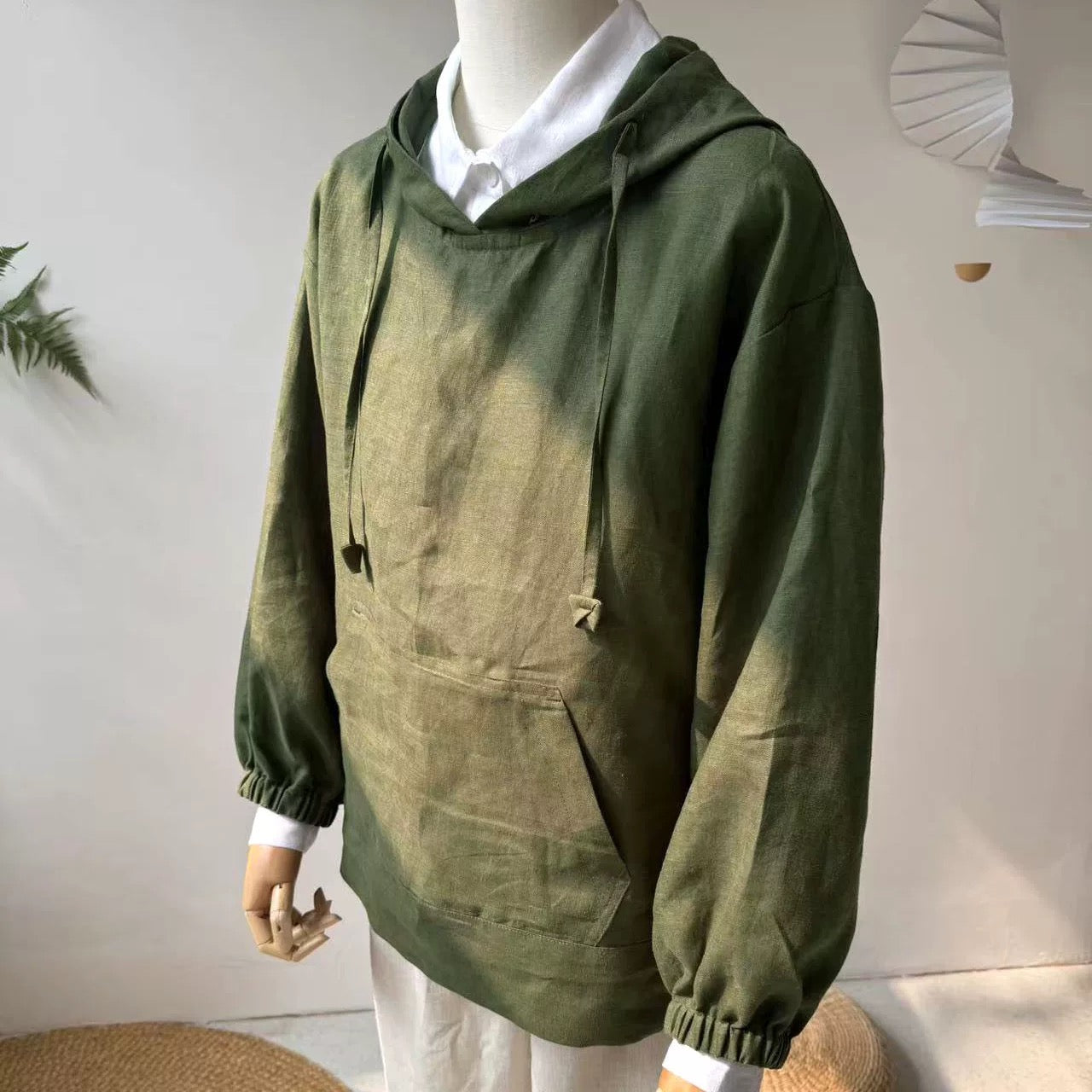 Unisex Linen Pullover Hoodie – Custom Size & Color, Breathable & Stylish