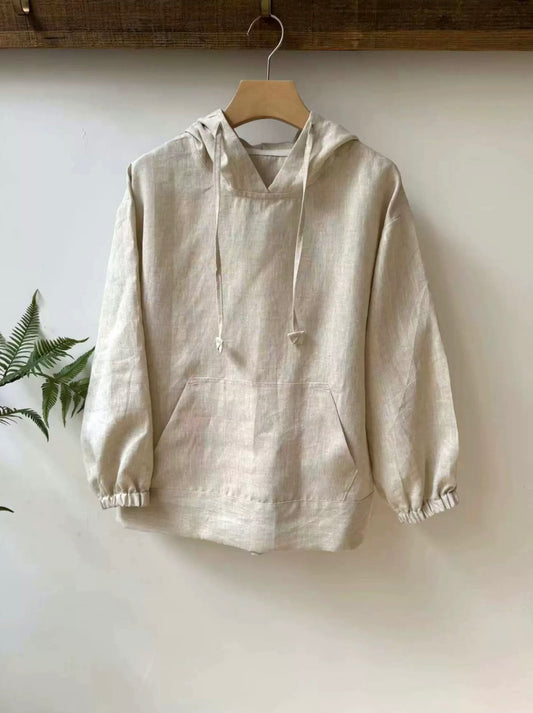 Unisex Linen Pullover Hoodie – Custom Size & Color, Breathable & Stylish