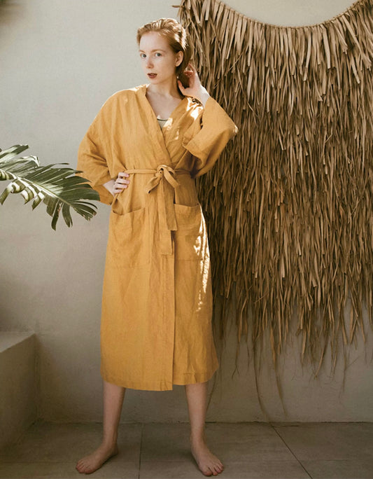 Handmade Linen Bathrobe – Unisex Loungewear, Custom Colors & Sizes