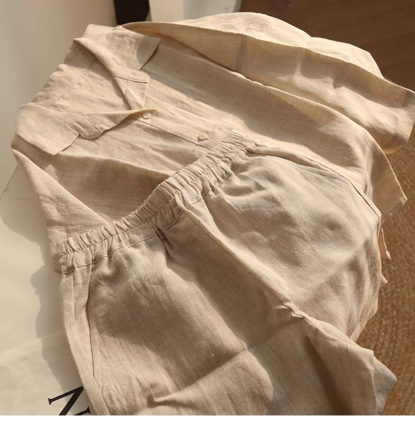 Handmade Linen Shirt & Shorts Set – Custom Colors, Summer Loungewear