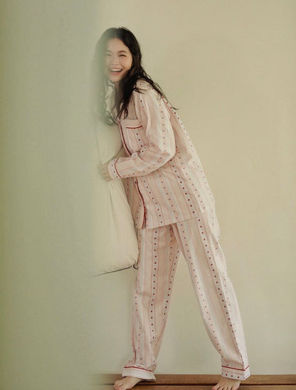 Pink Heart Pajama Set for Women – Cozy Cotton Lounge & Sleepwear