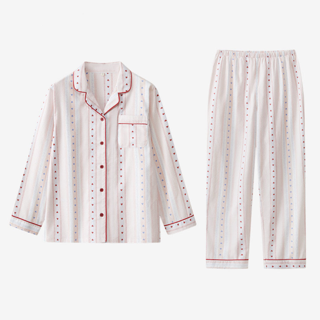 Pink Heart Pajama Set for Women – Cozy Cotton Lounge & Sleepwear