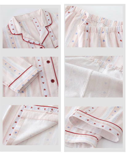 Pink Heart Pajama Set for Women – Cozy Cotton Lounge & Sleepwear