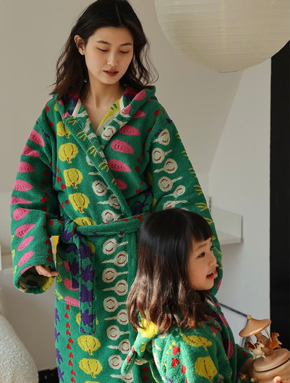 Matching Family Bathrobe – Soft Absorbent Hooded Robe for Mommy and Me