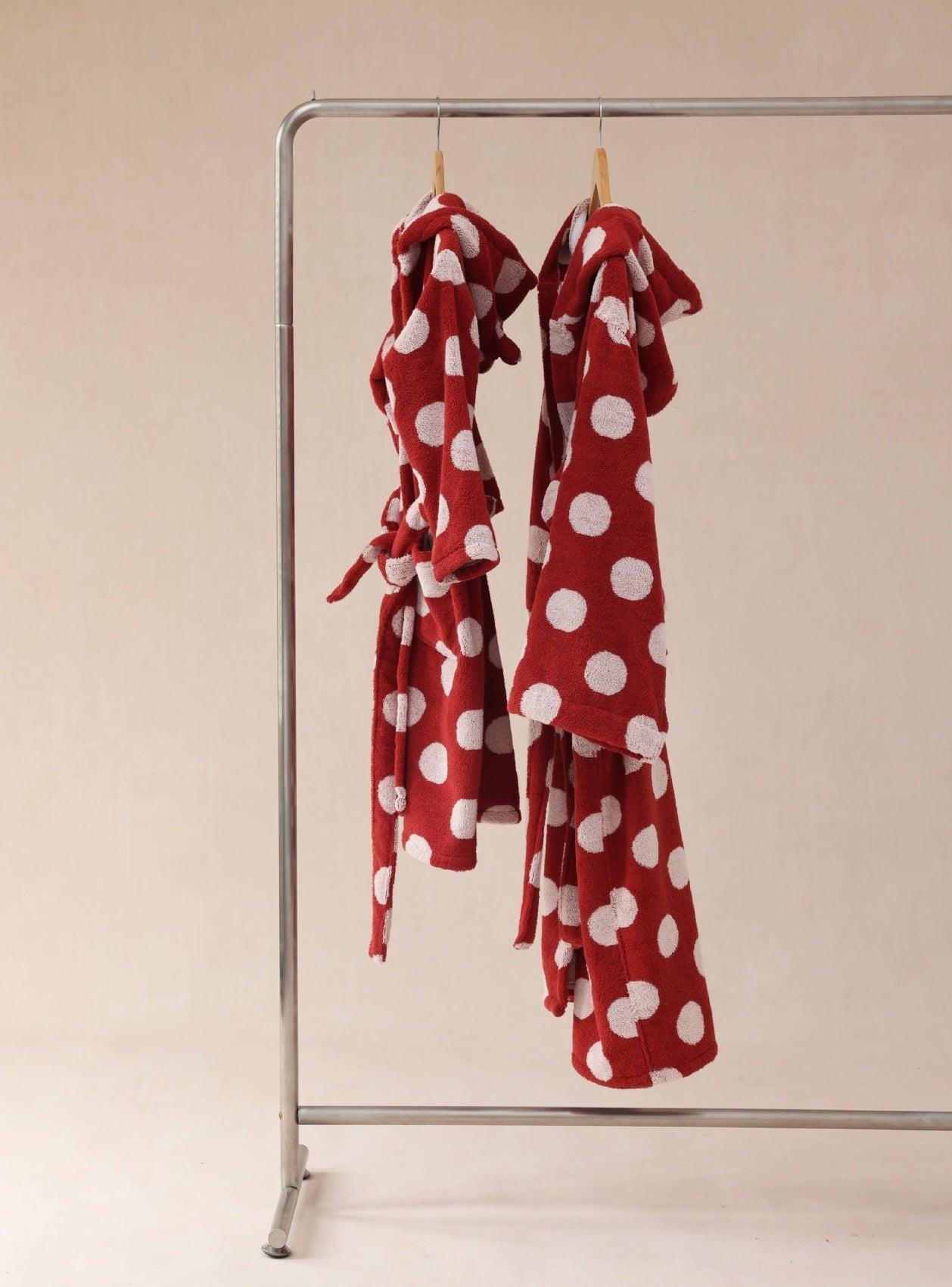 Matching Red Polka Dot Family Bathrobes – Soft Cotton Hooded Robe Set
