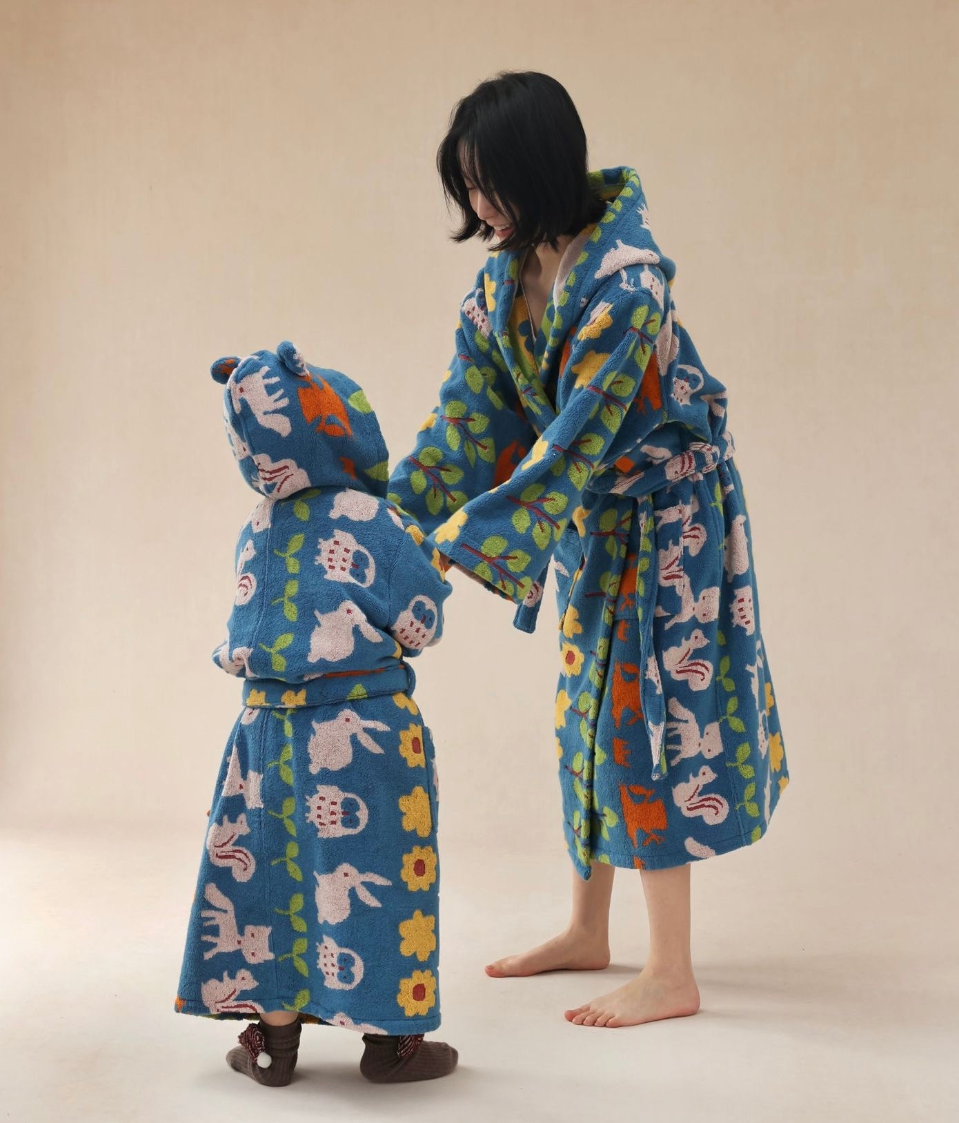 Matching Parent-Child Cotton Bathrobe | Cozy Hooded Family Robes