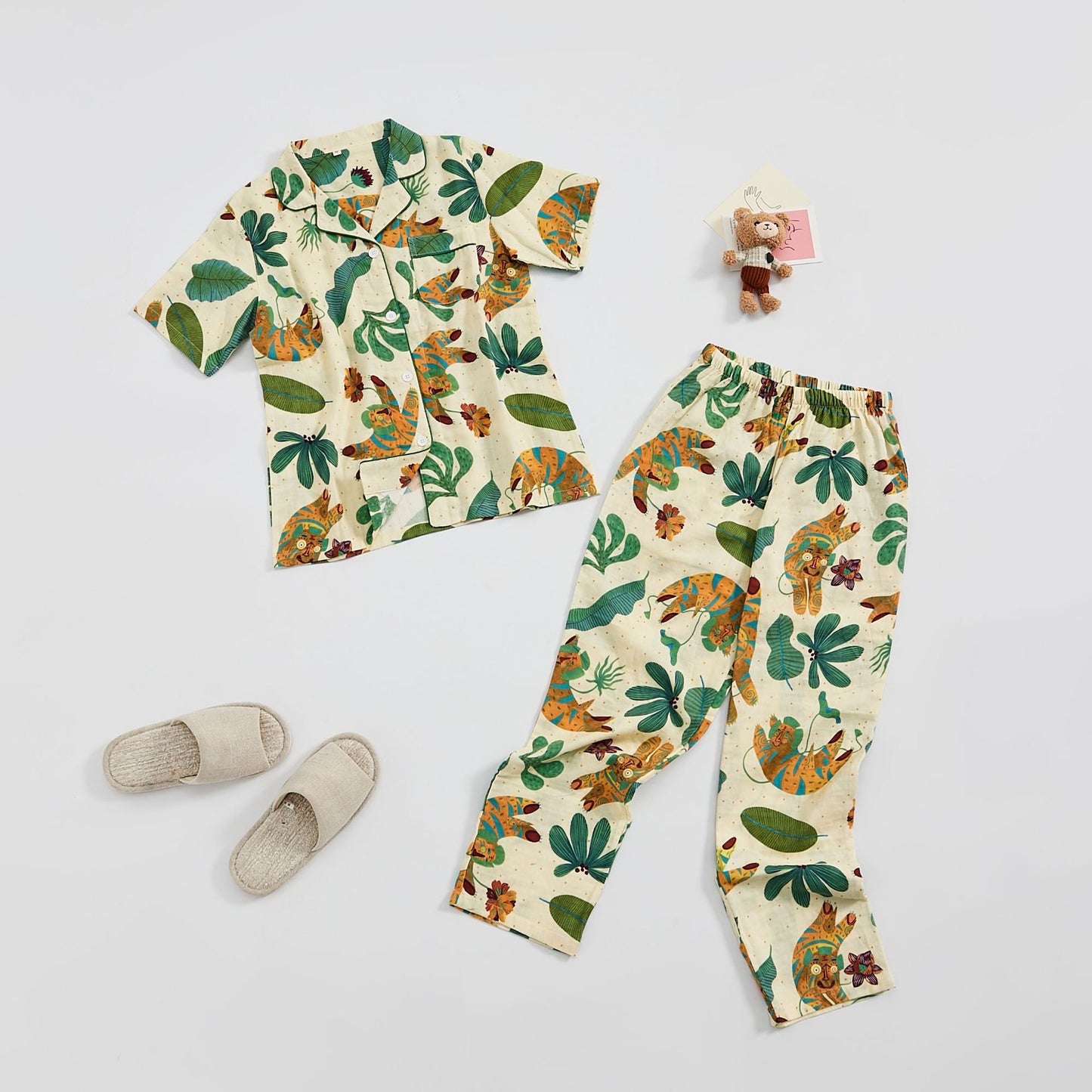 Forest Wilderness Print Pajama Set, Cozy Lounging