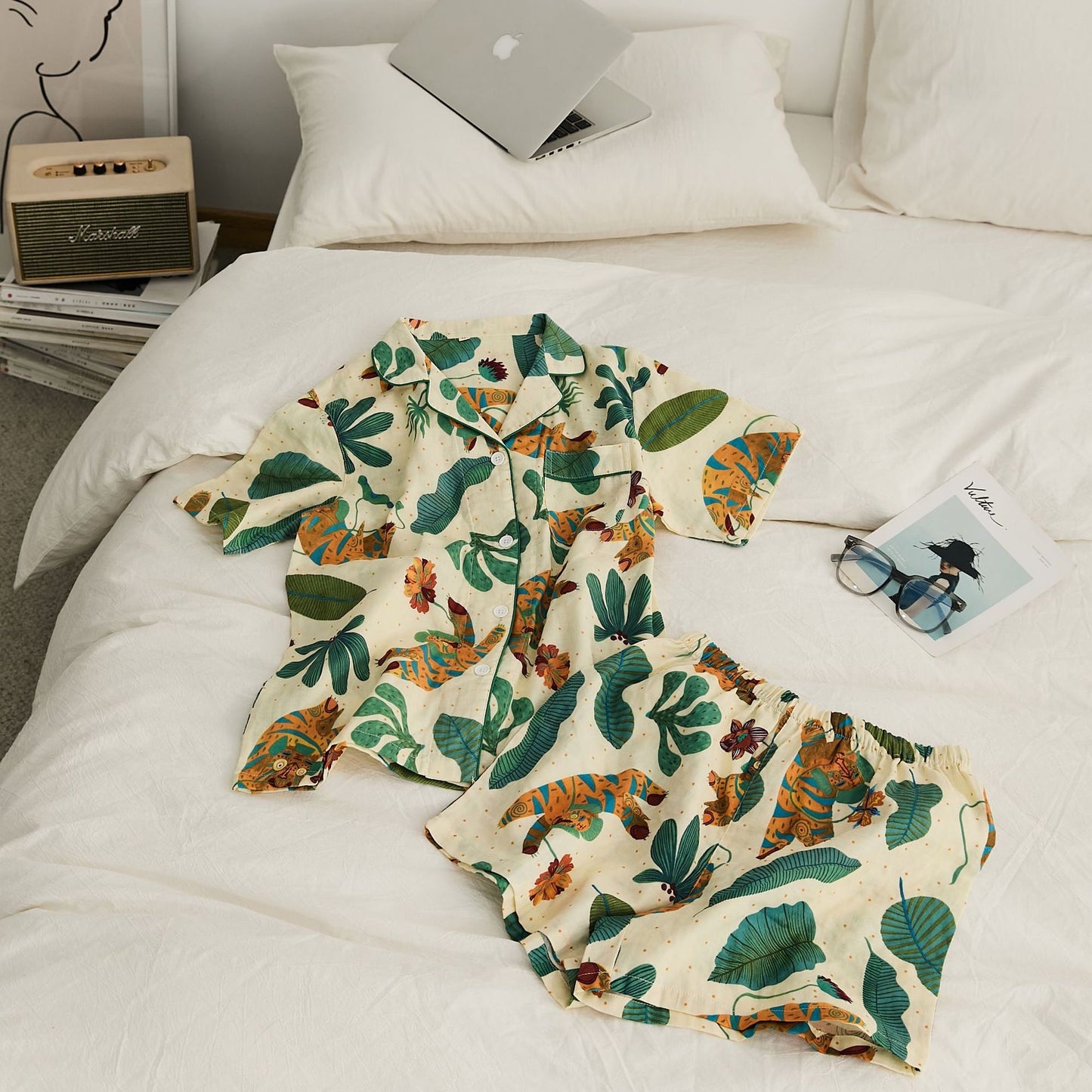 Forest Wilderness Print Pajama Set, Cozy Lounging
