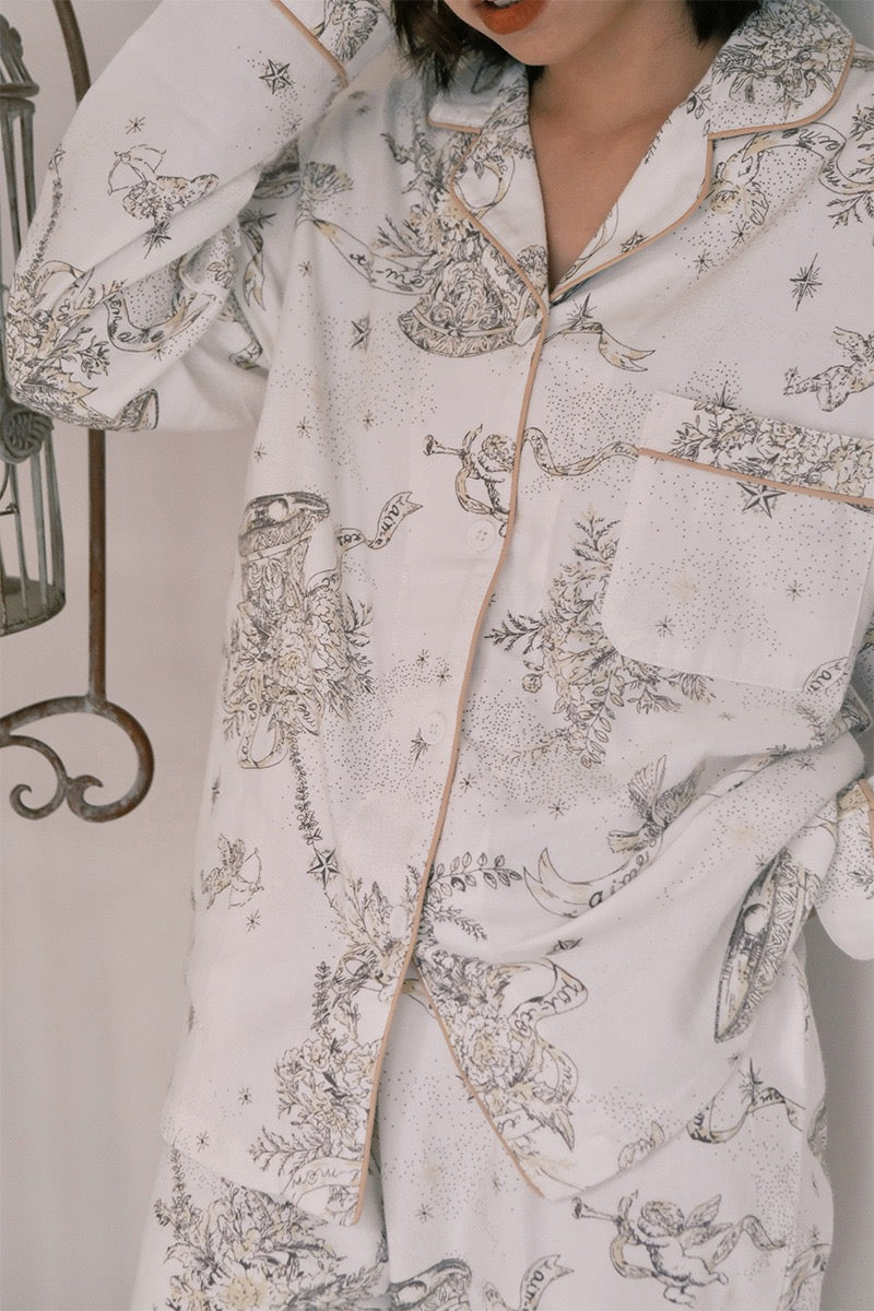 Starry Night Women's Pajama Set: Cozy Beige Loungewear