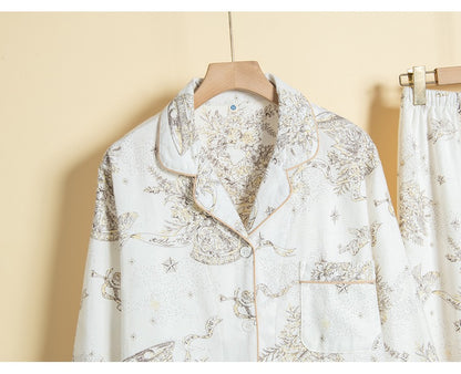 Starry Night Women's Pajama Set: Cozy Beige Loungewear