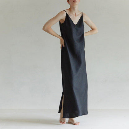 Linen maxi dress, Linen slip dress, Customized size and color