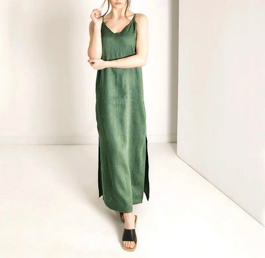 Linen maxi dress, Linen slip dress, Customized size and color