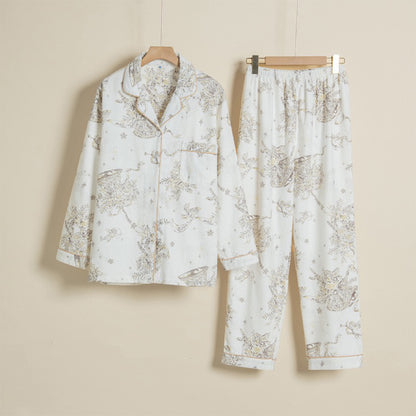 Starry Night Women's Pajama Set: Cozy Beige Loungewear