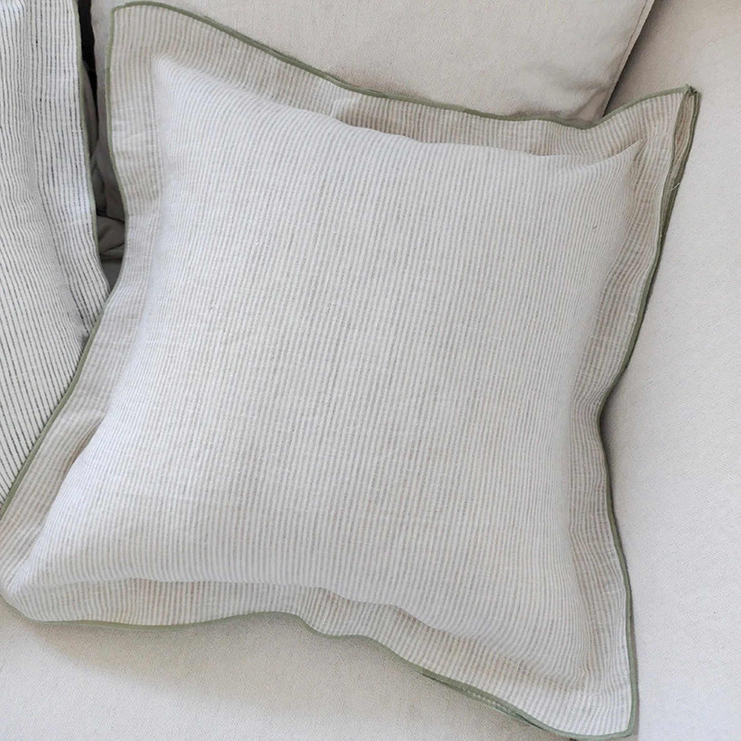 Striped Linen Cushion Cover with Piped Edge, Pattern Options