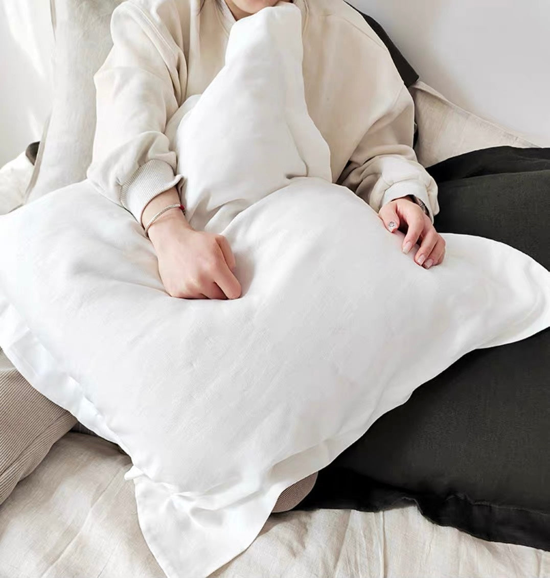 Large Linen Cushion Cover 24x24, Soft Washed Linen Pillow Cover