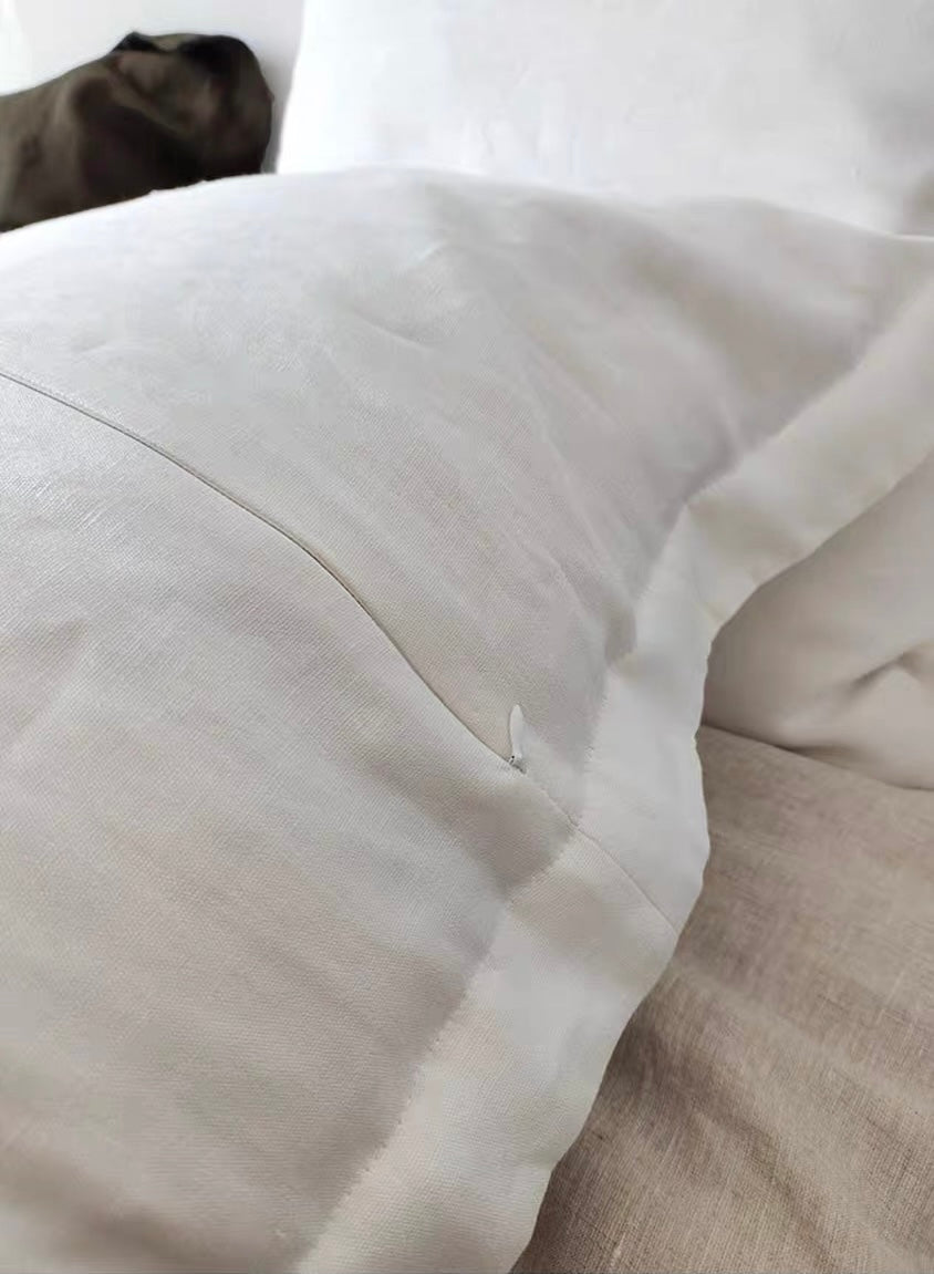 Large Linen Cushion Cover 24x24, Soft Washed Linen Pillow Cover