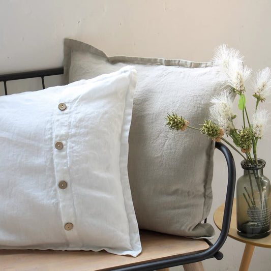 Linen Cushion Cover with Button Detail, Custom Colors