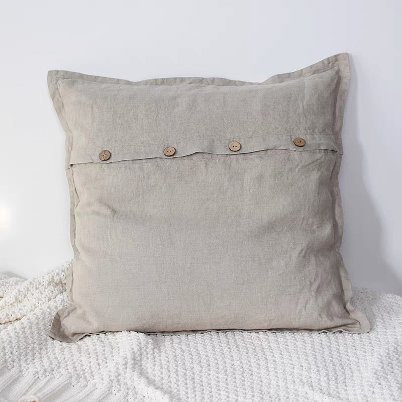 Linen Cushion Cover with Button Detail, Custom Colors