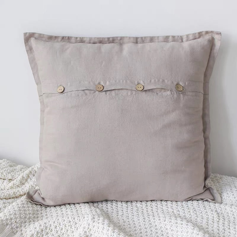 Linen Cushion Cover with Button Detail, Custom Colors