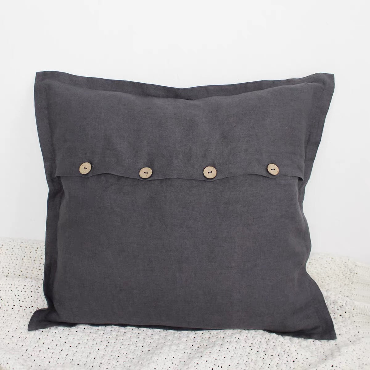 Linen Cushion Cover with Button Detail, Custom Colors
