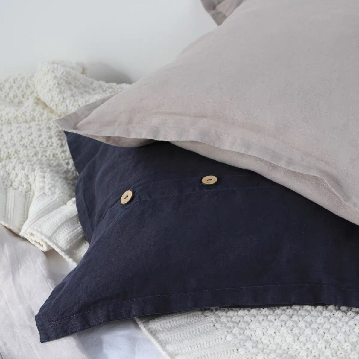 Linen Cushion Cover with Button Detail, Custom Colors