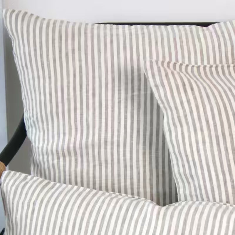 Striped Linen Cushion Cover, Natural Linen Throw Cover product image