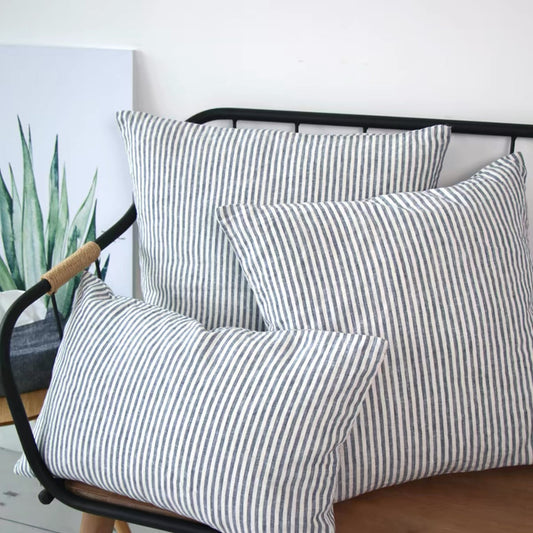 Striped Linen Cushion Cover, Natural Linen Throw Cover product image