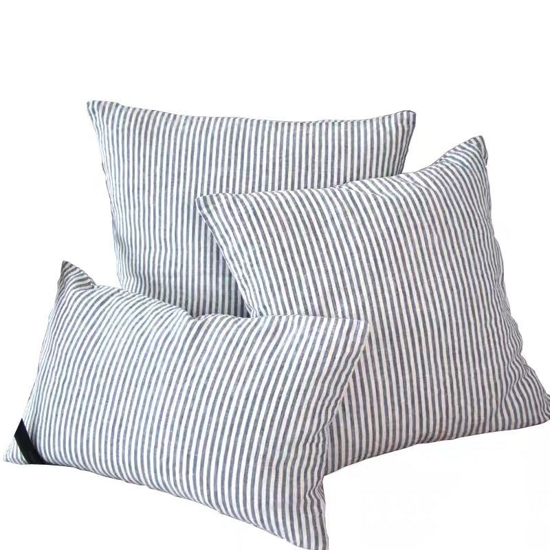 Striped Linen Cushion Cover, Natural Linen Throw Cover product image