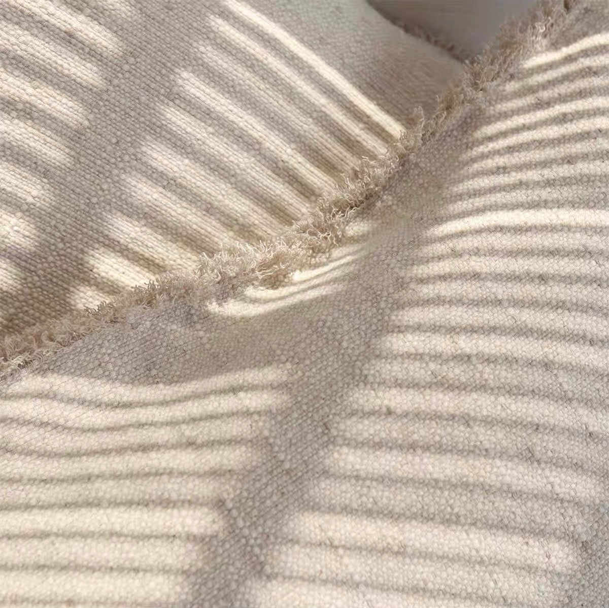 Linen Cotton Cushion Cover with Frayed Edge, Textured Throw Pillow Cover product photo