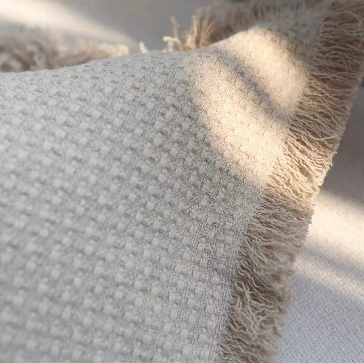 Thick Linen Cotton Wabi Sabi Cushion Cover with Frayed Edge product photo