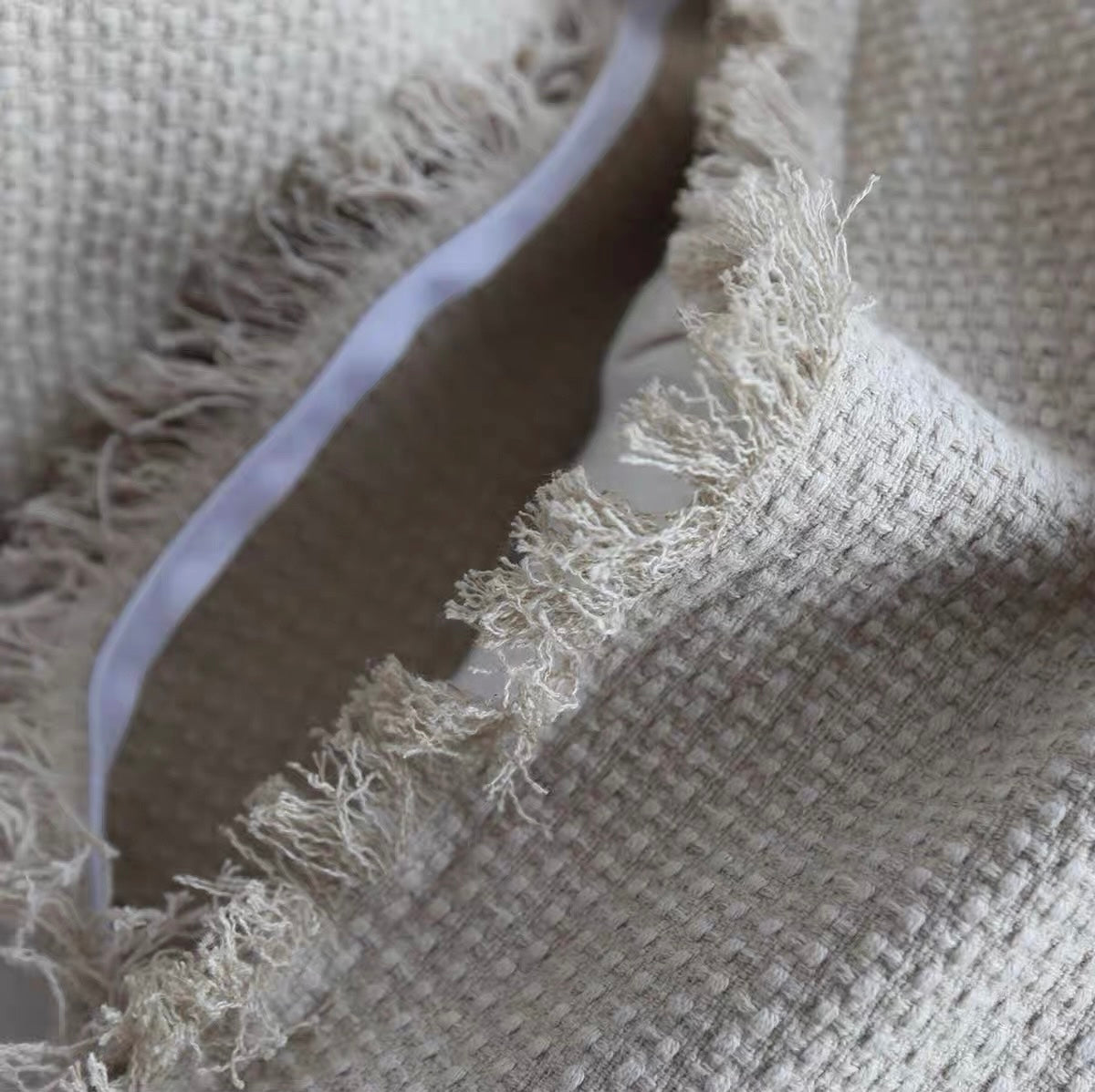 Thick Linen Cotton Wabi Sabi Cushion Cover with Frayed Edge product photo