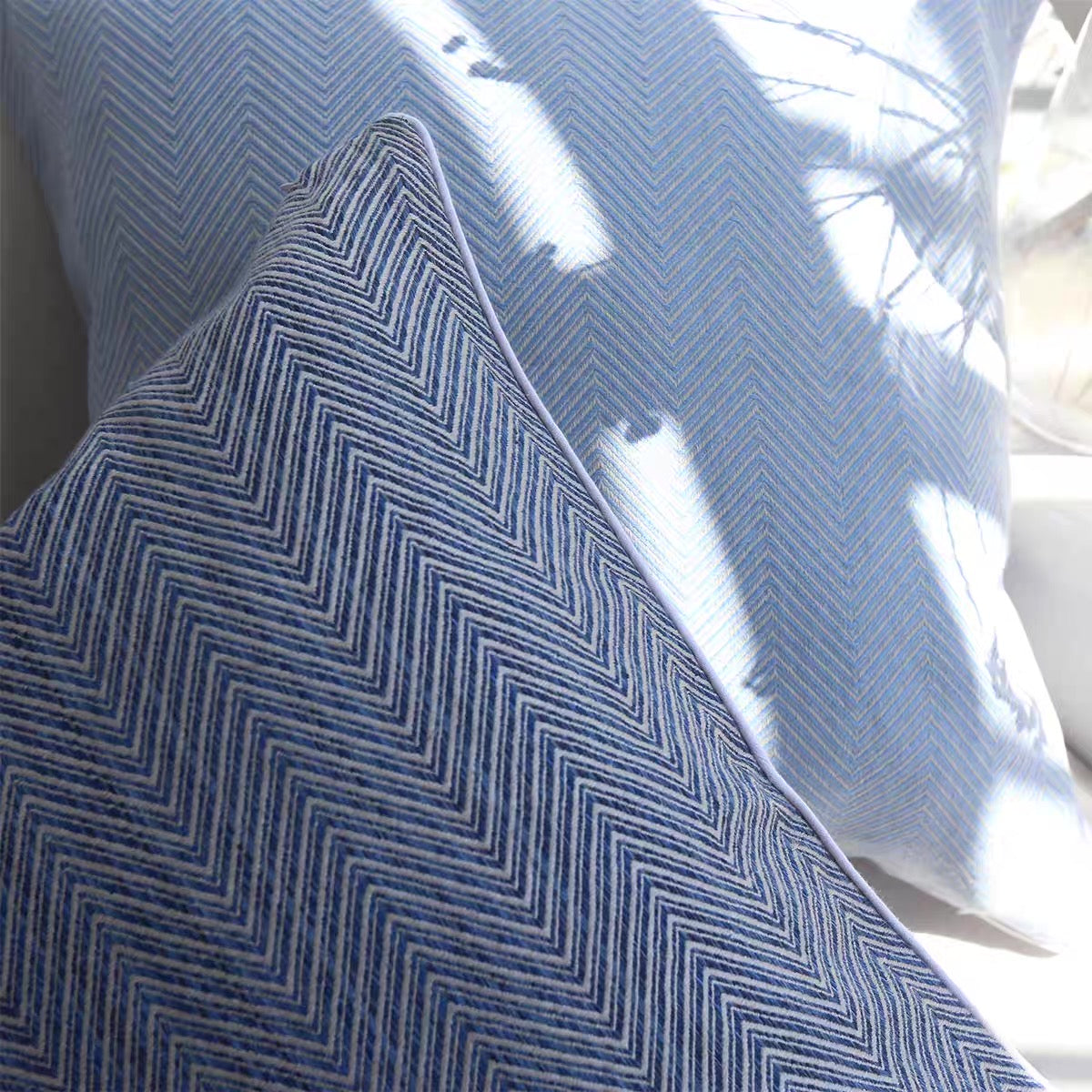 Luxury Thick Linen Herringbone Cushion Cover with Piped Edge product photo