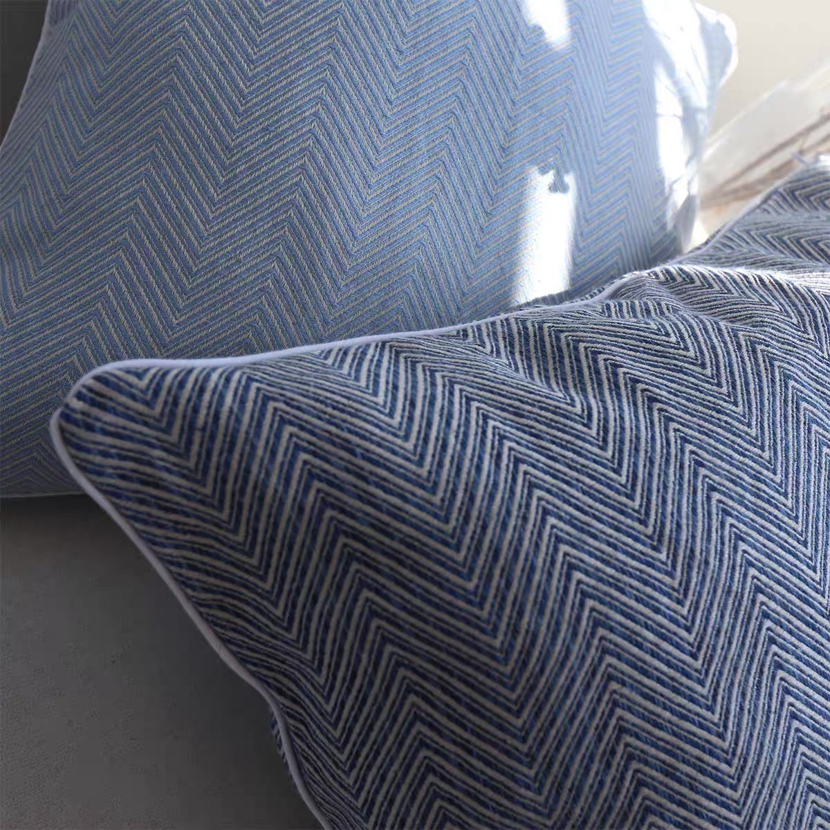 Luxury Thick Linen Herringbone Cushion Cover with Piped Edge product photo
