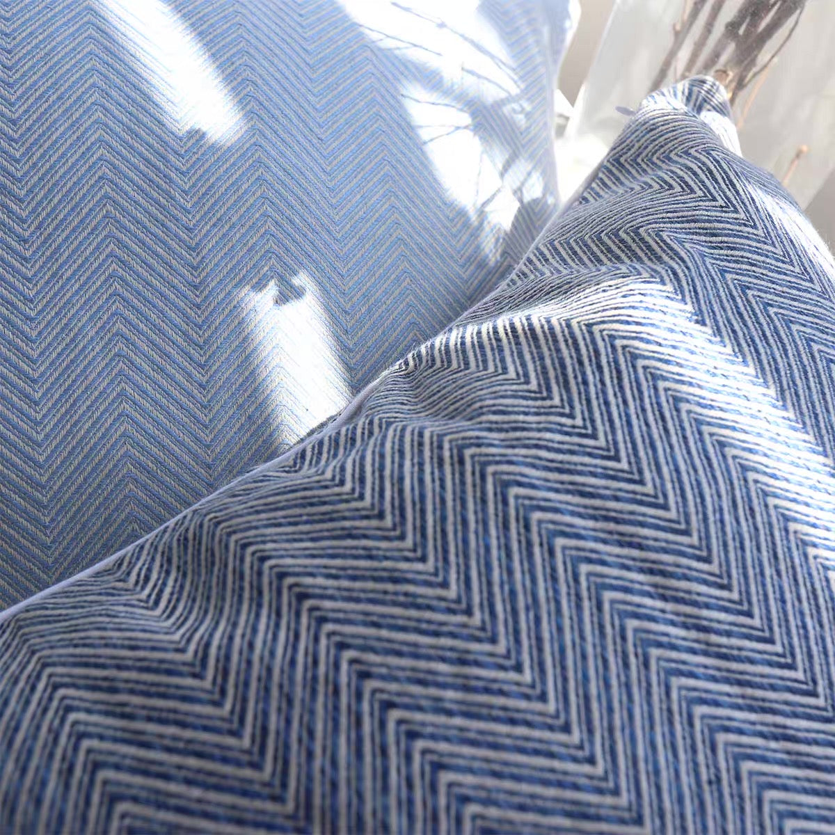 Luxury Thick Linen Herringbone Cushion Cover with Piped Edge product photo