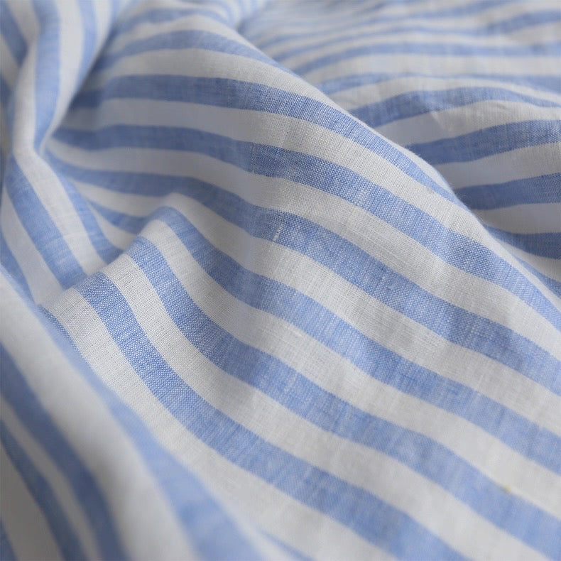 Striped Linen Robe - Blue Cover