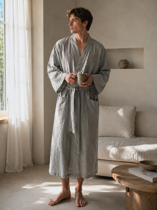 Handmade Unisex Linen Robe