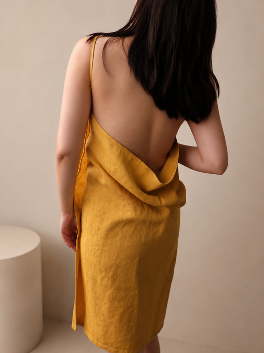 Handmade Linen Wrap Slip Dress