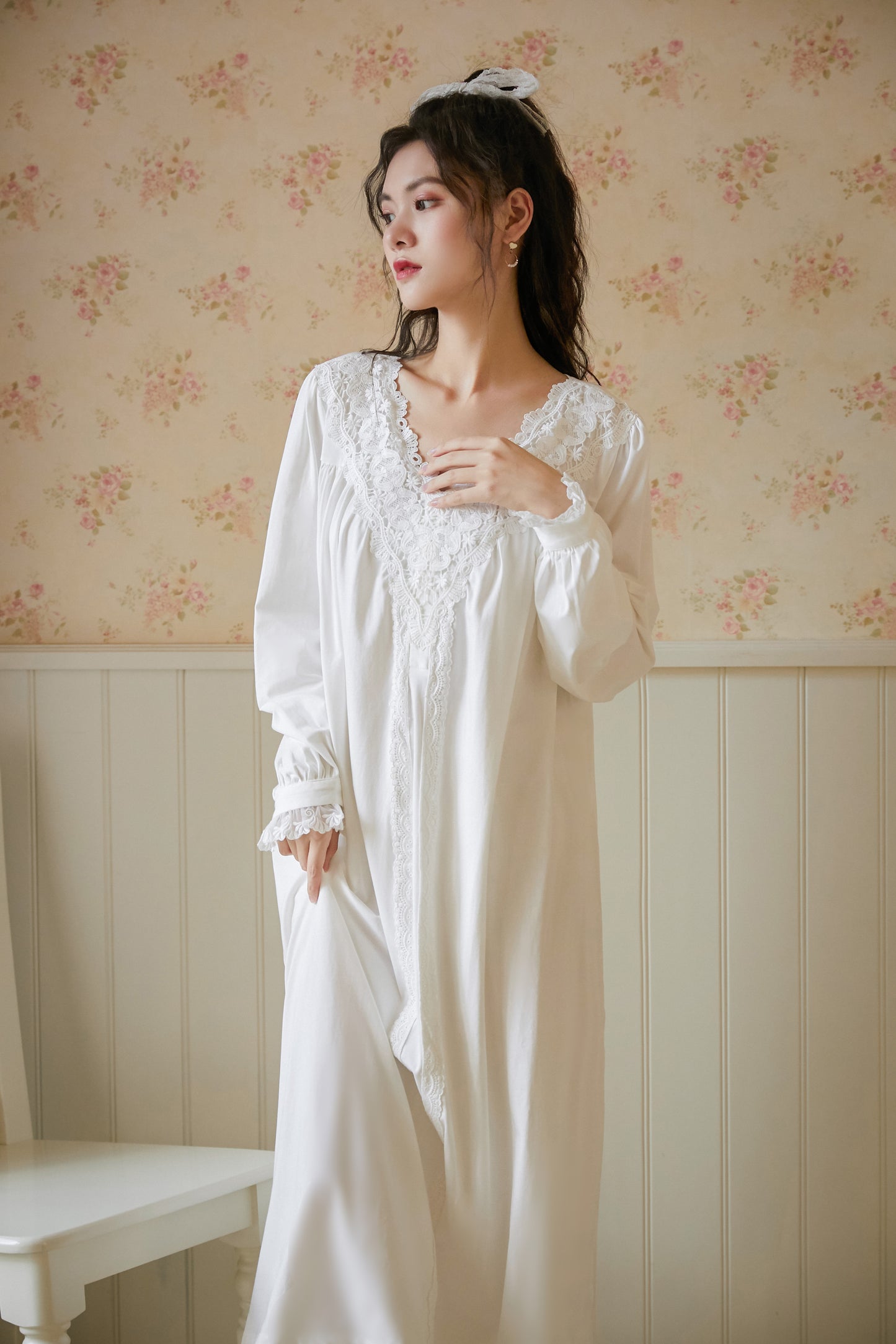 Timeless White Dress – Vintage Victorian Nightgown, Cotton Loungewear, Bridal Nightgown, Cotton Nightie