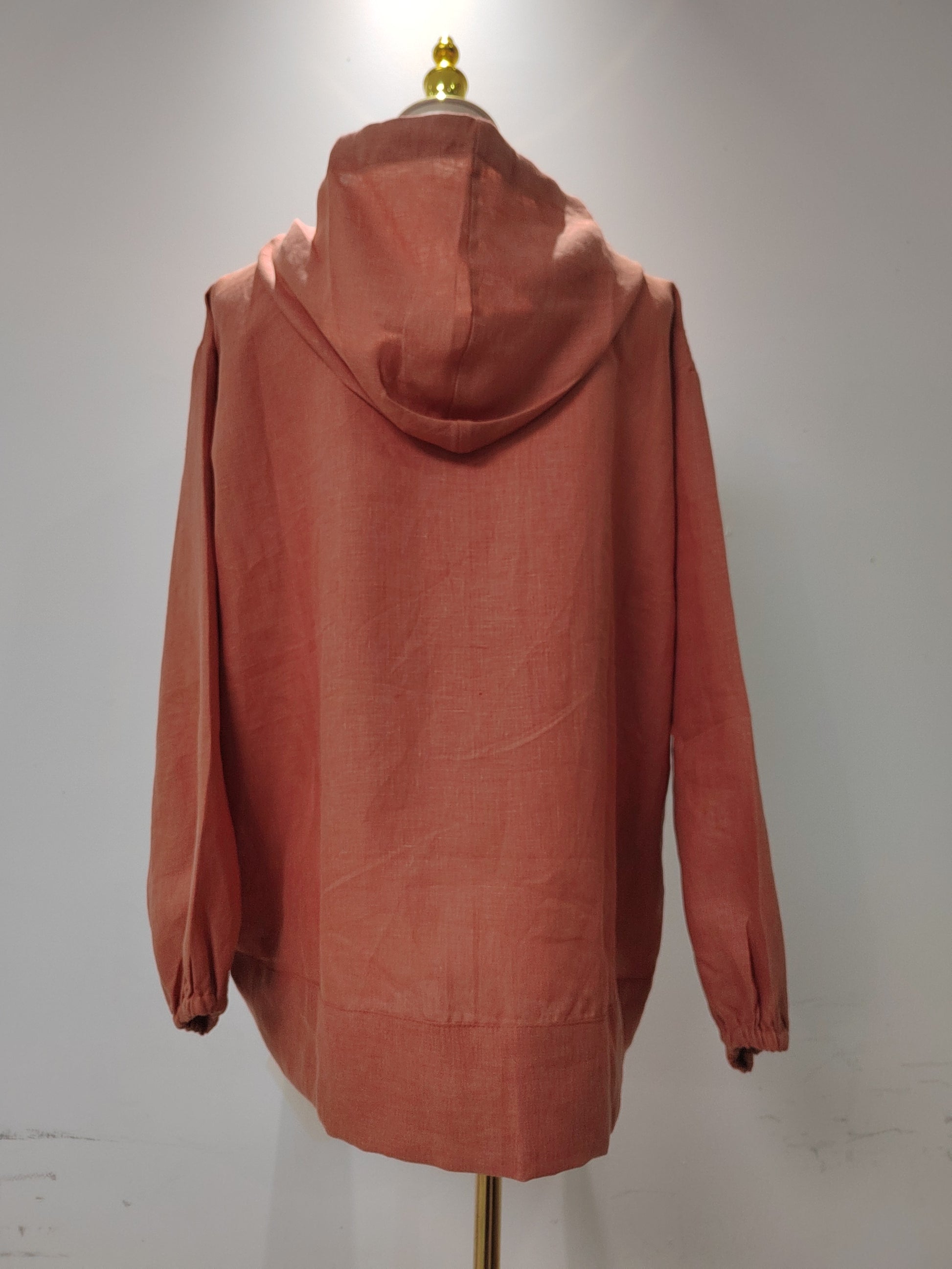 Unisex softened Linen Hoodie, Linen Hoodie Sweater, Flax Handmade pullover detail view 3 from Etcozy