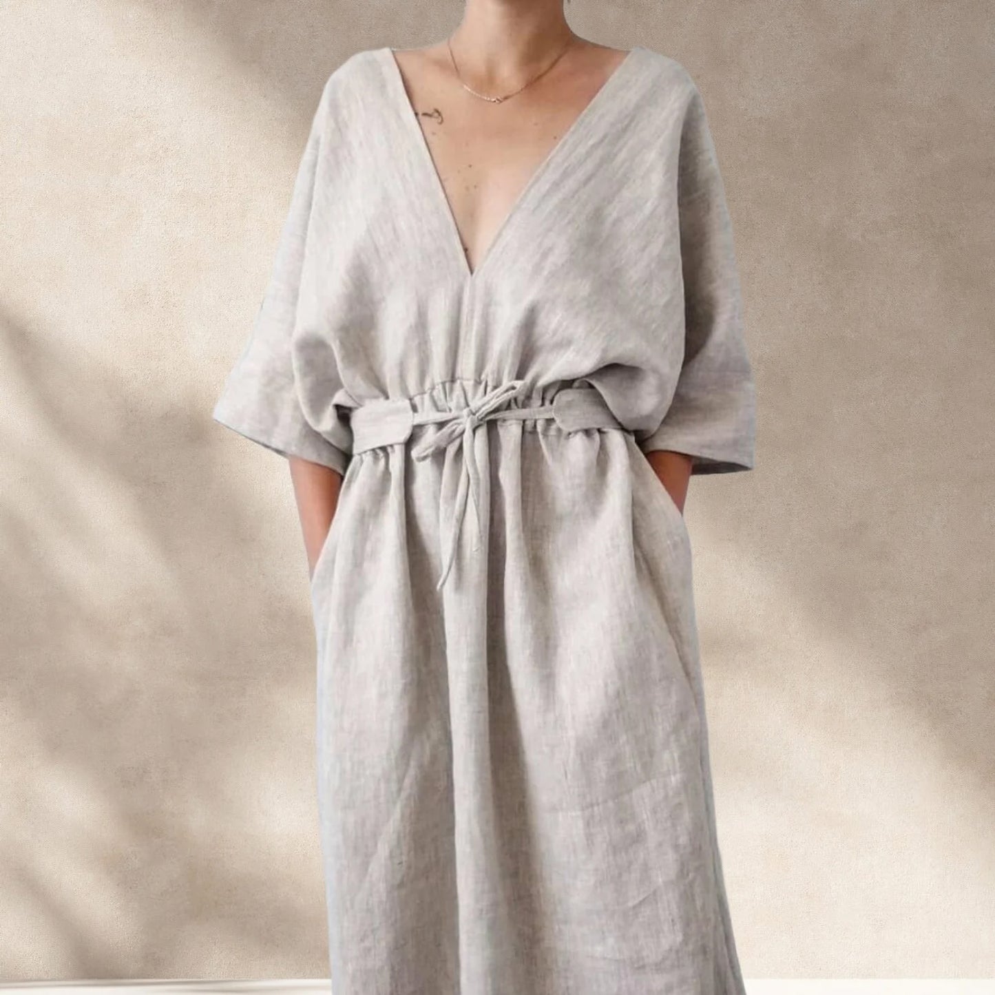 Pure Linen Oversized Dress for Women – Custom Size & Color, Summer Minimalist Outfit