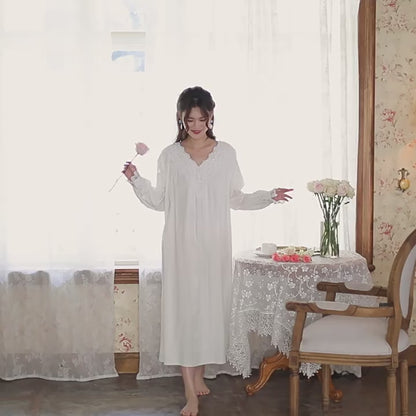 Timeless White Dress – Vintage Victorian Nightgown, Cotton Loungewear, Bridal Nightgown, Cotton Nightie