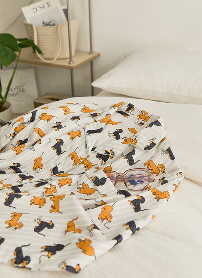 Cute Dog print PJS, Puppy print 100% Cotton Pajama Set