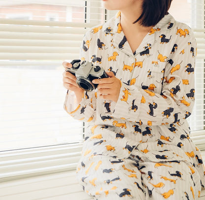 Cute Dog print PJS, Puppy print 100% Cotton Pajama Set