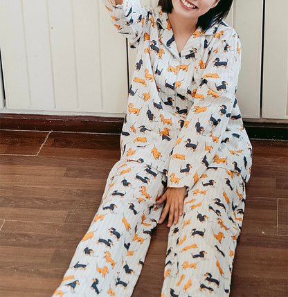 Cute Dog print PJS, Puppy print 100% Cotton Pajama Set