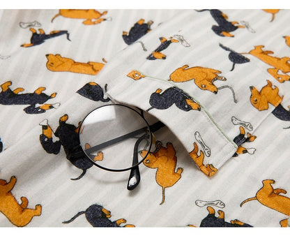 Cute Dog print PJS, Puppy print 100% Cotton Pajama Set